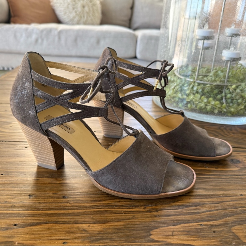 Paul Green Dark Metallic Brown and Gray Suede Heels